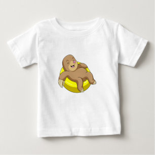 T-shirt Pour Bébé Mole à la natation avec Lifebuoy