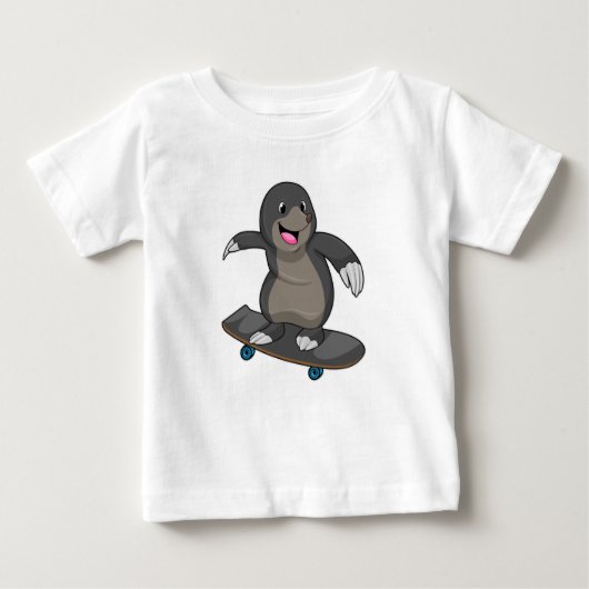 T-shirt Pour Bébé Mole en skate avec skateboard (Devant)