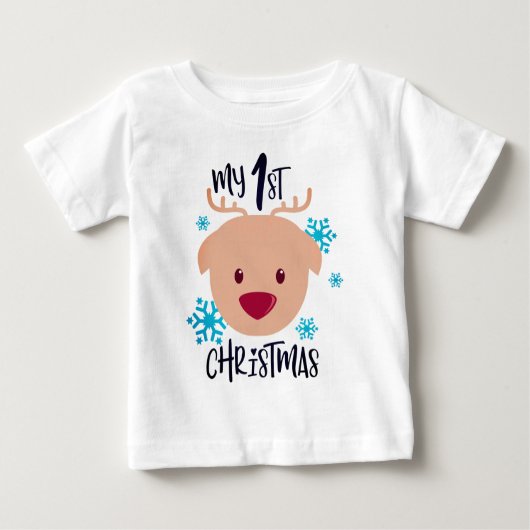 T-shirt Pour Bébé Mon 1er Noël mignon renne (Devant)