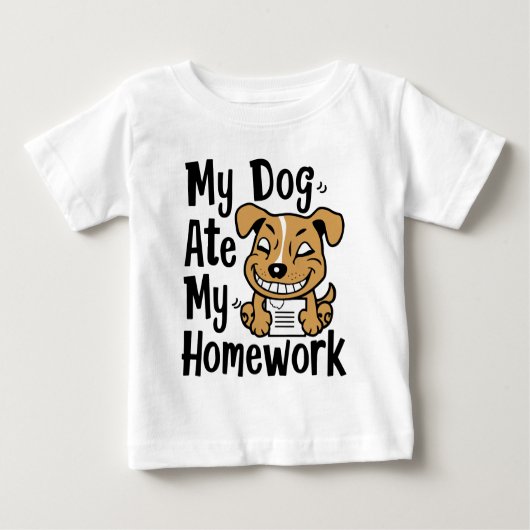 T-shirt Pour Bébé Mon chien a mangé mes devoirs (Devant)