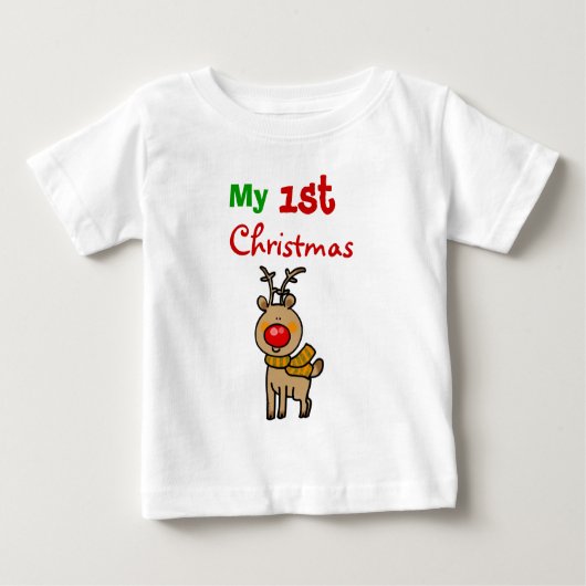T-shirt Pour Bébé Mon ęr Noël (renne de Noël) (Devant)