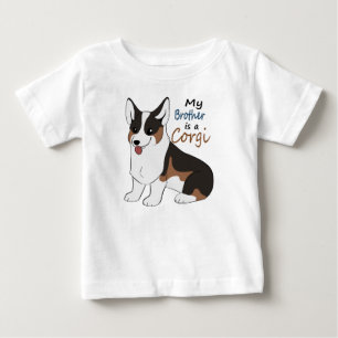 T-shirt Pour Bébé Mon frère est corgi tricolore