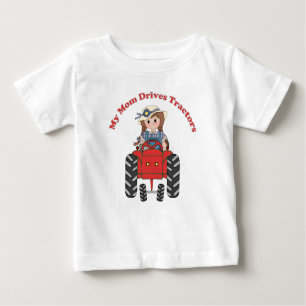 T-shirt Pour Bébé Mon maman conduit des tracteurs
