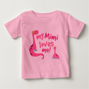 T-shirt Pour Bébé Mon Mimi m'aime dinosaure