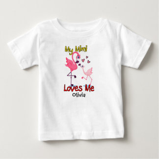 T-shirt Pour Bébé Mon Mimi m'aime Flamant rose