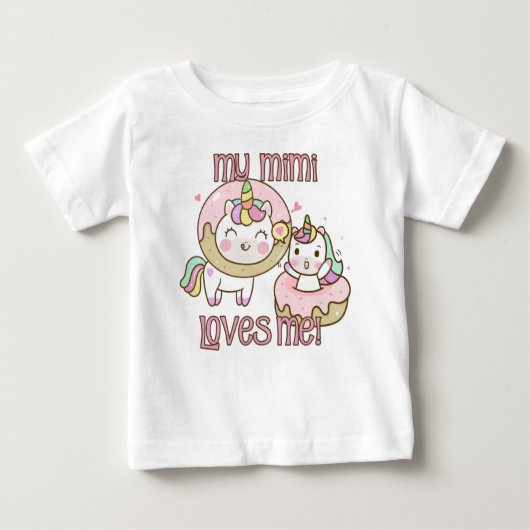 T-shirt Pour Bébé Mon Mimi M'Aime Unicornes (Devant)