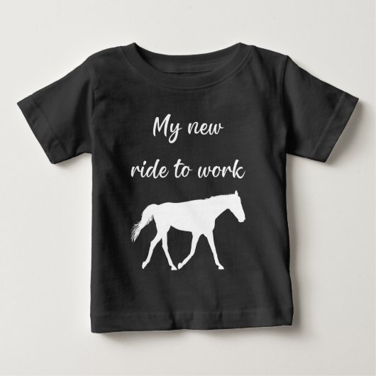 T-shirt Pour Bébé Mon nouveau voyage au travail en cheval drôle (Devant)
