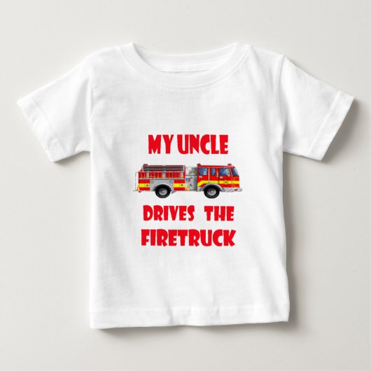 T-shirt Pour Bébé Mon oncle Drives le Firetruck (Devant)