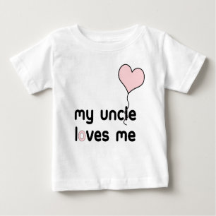 T-shirt Pour Bébé Mon oncle m'aime ballon rose-clair de coeur