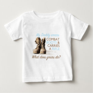 T-shirt Pour Bébé Mon papa porte des bottes de combat