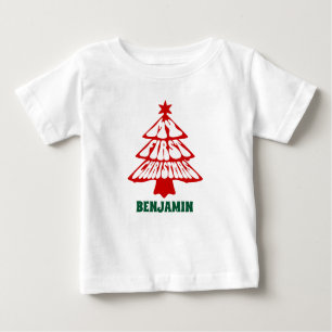 T-shirt Pour Bébé Mon premier arbre de Noël Nom personnalisé Holiday