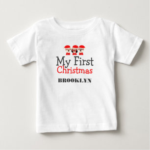 T-shirt Pour Bébé Mon premier bébé de Noël Nom personnalisé