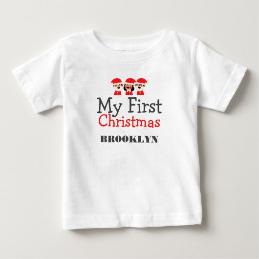 T-shirt Pour Bébé Mon premier bébé de Noël Nom personnalisé (Devant)