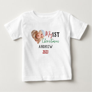 T-shirt Pour Bébé Mon premier bébé de Noël Photo Personnaliser le no