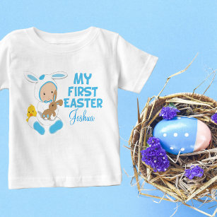 T-shirt Pour Bébé Mon premier bébé de Pâques garçon mignon lapin ble