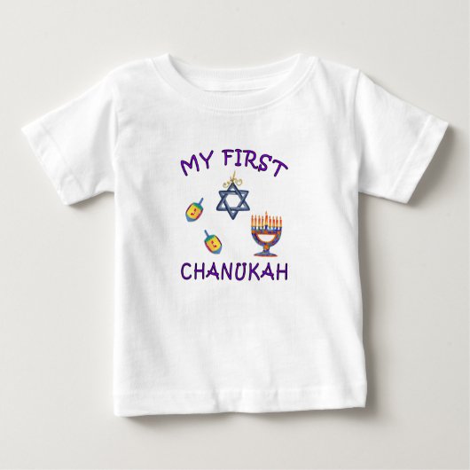 T-shirt Pour Bébé Mon premier Chanukah (Devant)