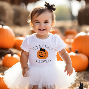 T-shirt Pour Bébé Mon premier Halloween Bow Pumpkin Bébé Fille