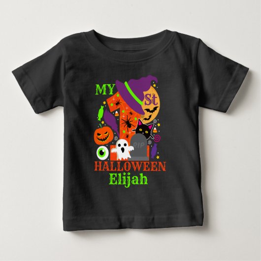 T-shirt Pour Bébé mon premier Halloween | heureux halloween | (Devant)