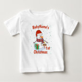 T-shirt Pour Bébé Mon premier Noël avec le nom mignon snowmen (Devant)