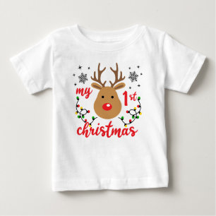 T-shirt Pour Bébé Mon premier Noël mignon Snowflakes de rennes moder
