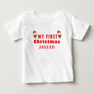 T-shirt Pour Bébé Mon premier Noël   Nom Garçon