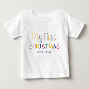 T-shirt Pour Bébé Mon premier Noël personnalisé vacances bébé coloré