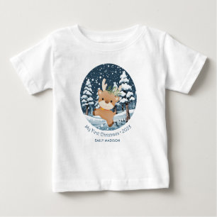 T-shirt Pour Bébé Mon premier petit cerf de Noël en neige