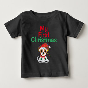 T-shirt Pour Bébé Mon premier petit Noël Jack Russell Chien