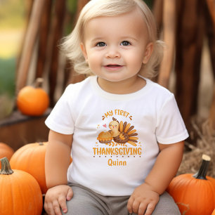 T-shirt Pour Bébé Mon premier Thanksgiving personnalisé