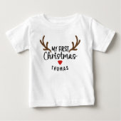 T-shirt Pour Bébé Mon prénom de Noël Boy Reindeer (Devant)