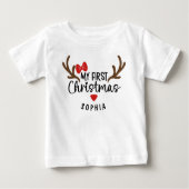 T-shirt Pour Bébé Mon prénom de Noël Girl Reindeer (Devant)