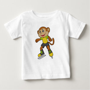 T-shirt Pour Bébé Monkey at Ice skating with Ice skates