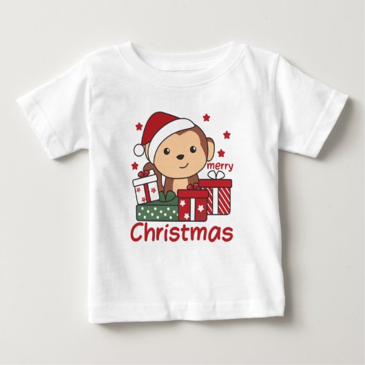 T-shirt Pour Bébé Monkey Christma (Devant)