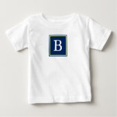 T-shirt Pour Bébé Monogramme bleu marine et vert citron vert (Devant)