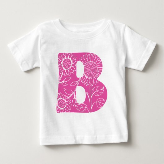 T-shirt Pour Bébé monogramme floral B lettre majuscule (Devant)