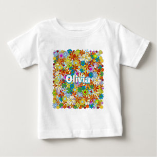 T-shirt Pour Bébé Monogramme ou nom personnalisé Motif floral