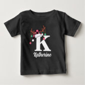 T-shirt Pour Bébé Monogramme personnalisé Famille Noël Plaid Santa H (Devant)