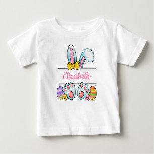 T-shirt Pour Bébé Monogramme Pink Lapin de Pâques Baby Girl's Pâques