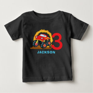 T-shirt Pour Bébé Monster Truck Rallye Anniversaire tenue de fête B