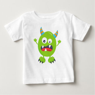 T-shirt Pour Bébé Monstre mignon, Monstre vert, Monstre drôle, Corne
