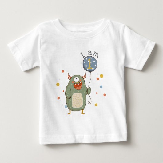 T-shirt Pour Bébé Monstre mignon personnalisable avec ballon anniver (Devant)
