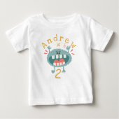T-shirt Pour Bébé Monstre Turquoise mignon personnalisable (Devant)