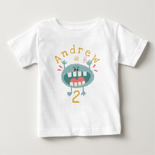 T-shirt Pour Bébé Monstre Turquoise mignon personnalisable (Devant)