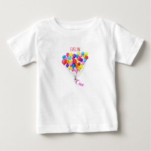 T-shirt Pour Bébé MONTEZ EN BALLON le ęr anniversaire a personnalisé