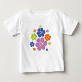T-shirt Pour Bébé Motif à fleurs - Bleu, Orange, Violet, Vert (Devant)