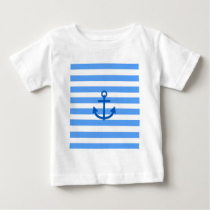 T-shirt Pour Bébé Motif Bleu et blanc avec Ancre