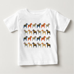 T-shirt Pour Bébé Motif d'art populaire suédois Dala Horse