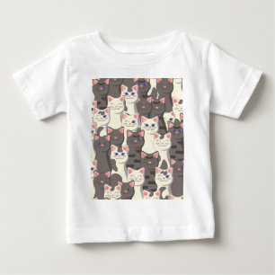 T-shirt Pour Bébé Motif de chats blancs et gris