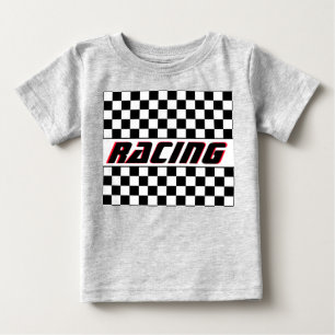 T-shirt Pour Bébé Motif de thème de course de chèque blanc noir