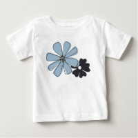 Motif Fun Bleu Floral Fleur en Outline